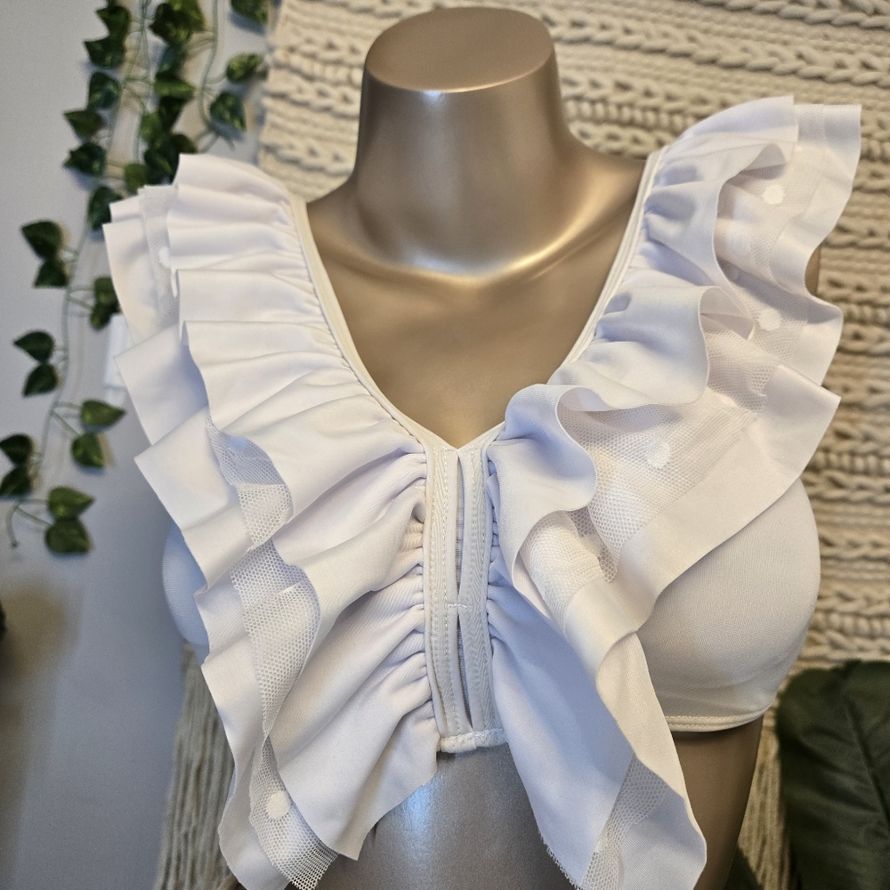 Shein White Ruffle Bikini Set - Picture 2 of 7